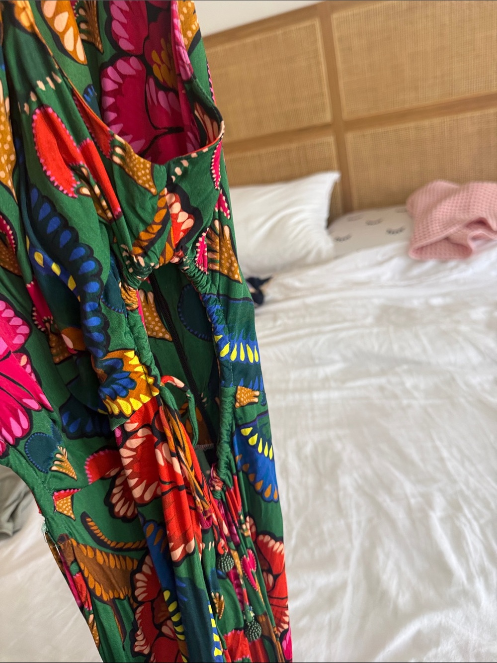 FARM Rio Green Floral Wide-Leg Jumpsuit with Pink & Orange Blooms - Picture 3 of 3